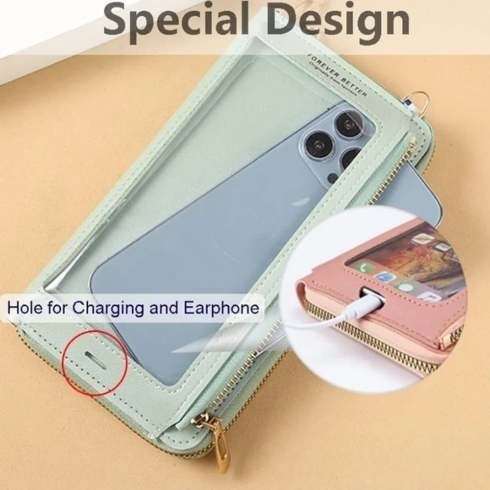 Small‎ Crossbody Bag Touch Screen Phone Case, Cellphone Purse Wallet PU Leather